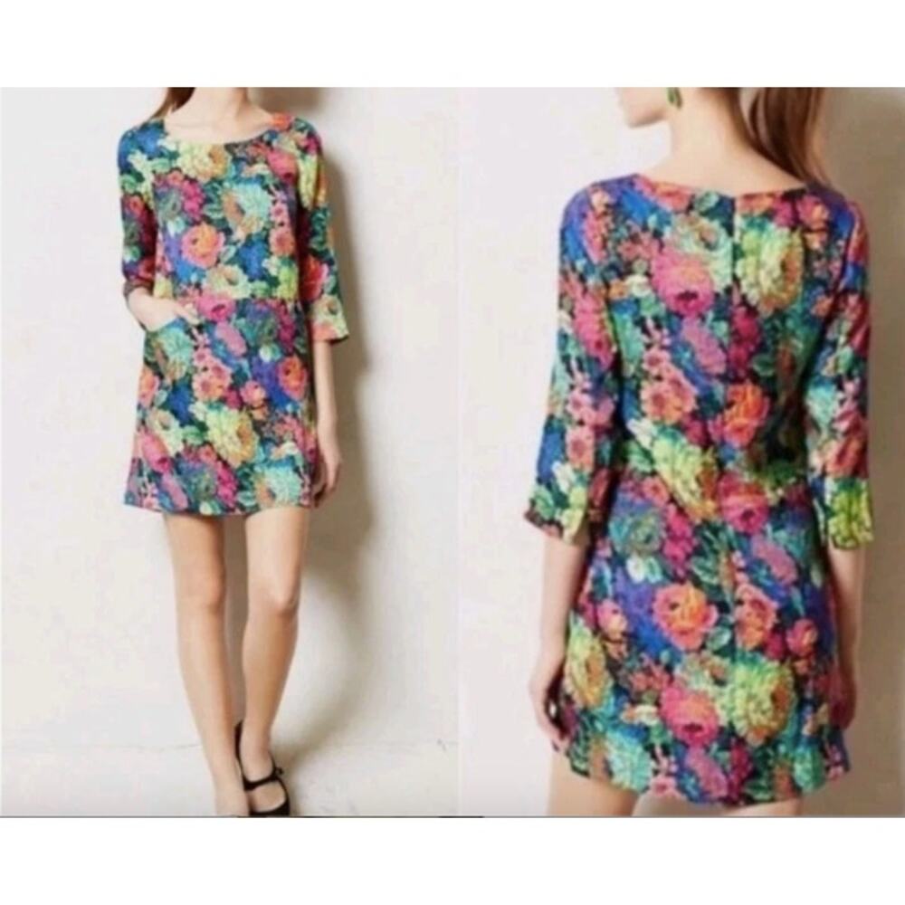Anthropologie HD in Paris Tropicalist Shift Dress Size XS